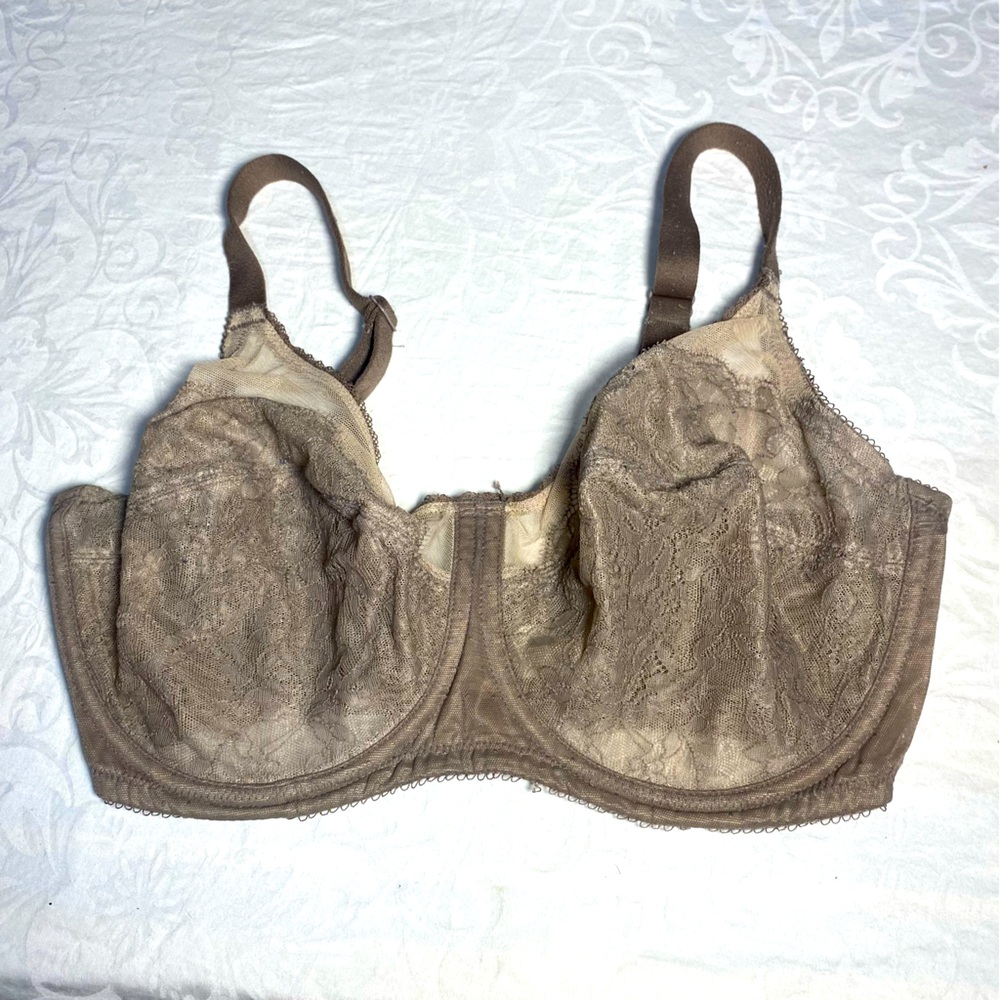 Wacoal 34DDD Full Coverage Lace Bra Supportive Underwire Demi Grey Gray 34F